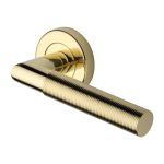 Heritage Brass - Bauhaus Mitre Knurled Door Handle on Round Rose