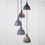 Hammered Brass Brindley Cluster Pendant in Slate