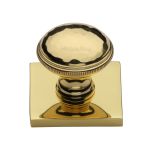 Heritage Brass - Diamond Cut Cabinet Knob with Square Backplate