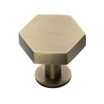 Heritage Brass - Hexagon Cabinet Knob with Rose