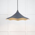 Smooth Brass Flora Pendant in Slate