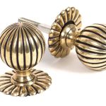Aged Brass Flower Mortice/Rim Knob Set
