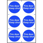 Fire door Keep shut' Sign - PVC - 200 x 300mm (6 Pack)