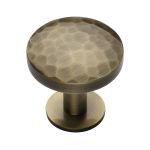 Heritage Brass - Round Hammered Cabinet Knob with Rose