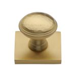 Heritage Brass - Diamond Cut Cabinet Knob with Square Backplate