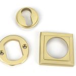 Satin Brass Round Euro Escutcheon (Square)