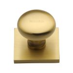 Heritage Brass - Victorian Round Cabinet Knob with Square Backplate