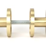 Satin Brass Brompton Mortice/Rim Knob Set (Plain)
