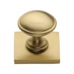 Heritage Brass - Domed Cabinet Knob with Square Backplate