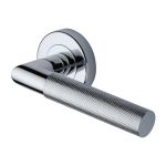 Heritage Brass - Bauhaus Mitre Knurled Door Handle on Round Rose