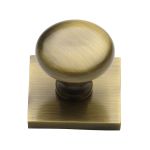 Heritage Brass - Victorian Round Cabinet Knob with Square Backplate
