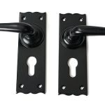 Black Oak Lever Euro Lock Set