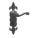 Antique Fleur De Lys Suite Lever on Back Plate