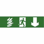 Fire Exit 'Running man arrow down' Sign - PVC - 200 x 50mm