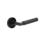 Three One Six Linear Knurled Door Handle On Rose