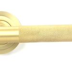 Satin Brass Brompton Lever on Rose Set (Art Deco) - Unsprung