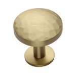 Heritage Brass - Round Hammered Cabinet Knob with Rose