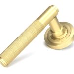 Satin Brass Brompton Lever on Rose Set (Art Deco) - Unsprung