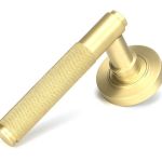 Satin Brass Brompton Lever on Rose Set (Plain)