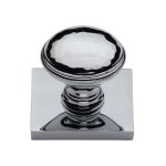 Heritage Brass - Diamond Cut Cabinet Knob with Square Backplate
