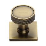 Heritage Brass - Florence Knurled Cabinet Knob with Square Backplate