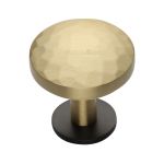 Heritage Brass - Round Hammered Cabinet Knob with Rose