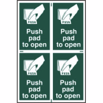 Push pad to open' Sign - PVC - 200 x 300mm (4 Pack)