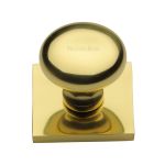 Heritage Brass - Victorian Round Cabinet Knob with Square Backplate
