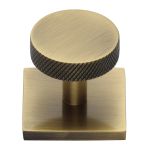 Heritage Brass - Knurled Disc Cabinet Knob with Square Backplate