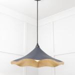 Smooth Brass Flora Pendant in Slate