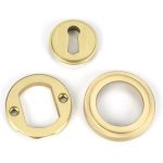Satin Brass Round Escutcheon (Art Deco)