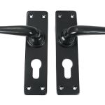 Black Smooth Lever Euro Lock Set