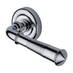 Heritage Brass - Colonial Reeded Door Handle on Round Rose