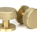Satin Brass Brompton Mortice/Rim Knob Set (Beehive)