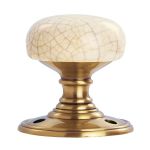Ivory crackle / Florentine bronze Delamain Porcelain Knob