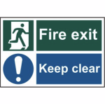 Fire exit Keep clear' Sign - RPVC - 200 x 200mm