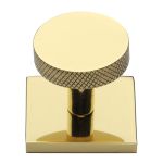 Heritage Brass - Knurled Disc Cabinet Knob with Square Backplate