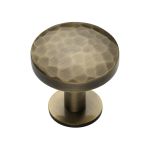 Heritage Brass - Round Hammered Cabinet Knob with Rose